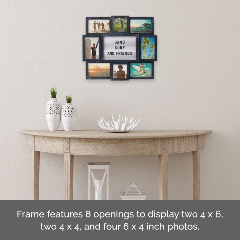 Melannco Customizable Letterboard 8-Opening Photo Collage, 19 x 17 inch,Distressed Black - Image 2